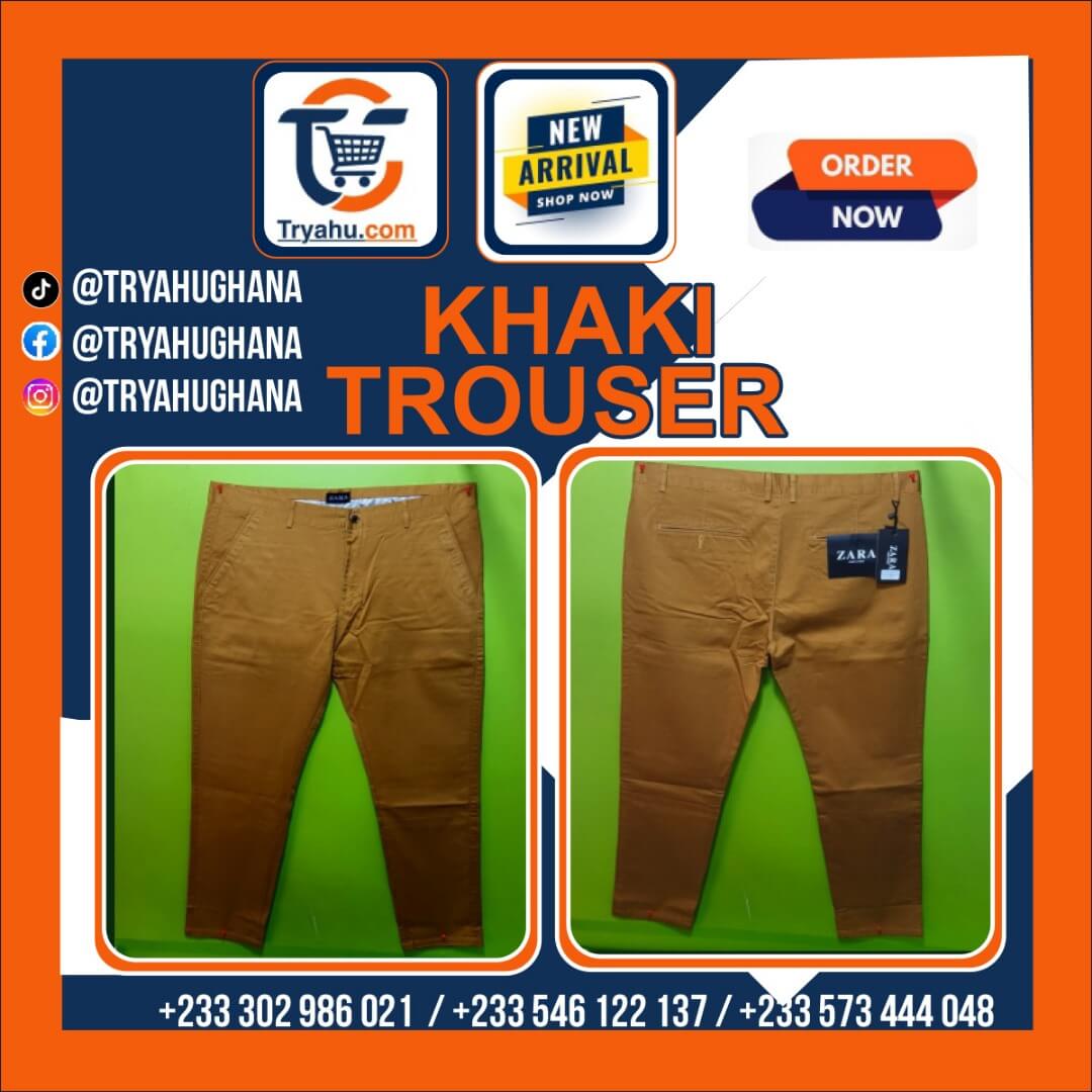 Men’s Khaki Brown Trousers | Smart Casual & Office Wear | Tryahu Ghana